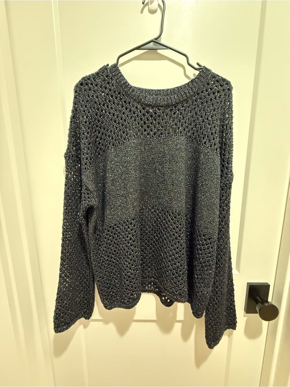 Women's Black Open-Knit Sweater